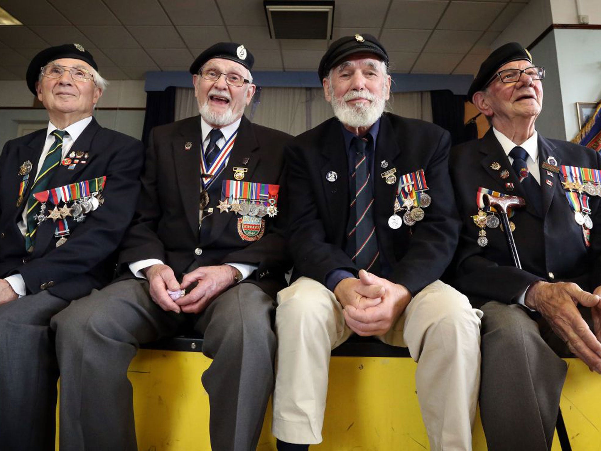 On left, Ian Hammerton with his fellow Normandy veterans George Batts, Jim Radford and George Dangerfield