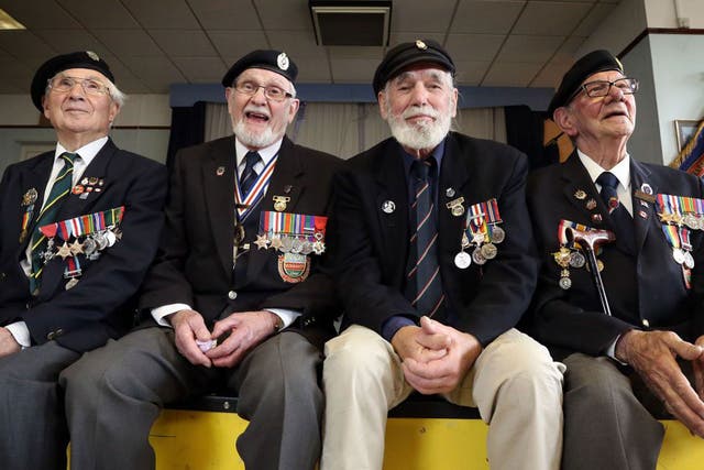 On left, Ian Hammerton with his fellow Normandy veterans George Batts, Jim Radford and George Dangerfield