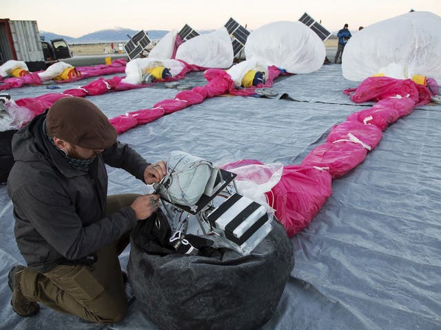 Pre-flight: Electronics loaded into balloons