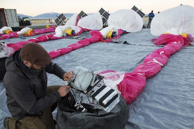 Pre-flight: Electronics loaded into balloons