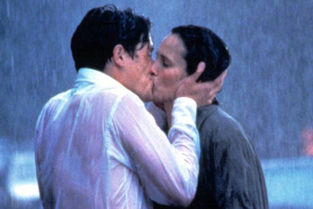 Hugh Grant kisses Andie MacDowell in Four Weddings and a Funeral