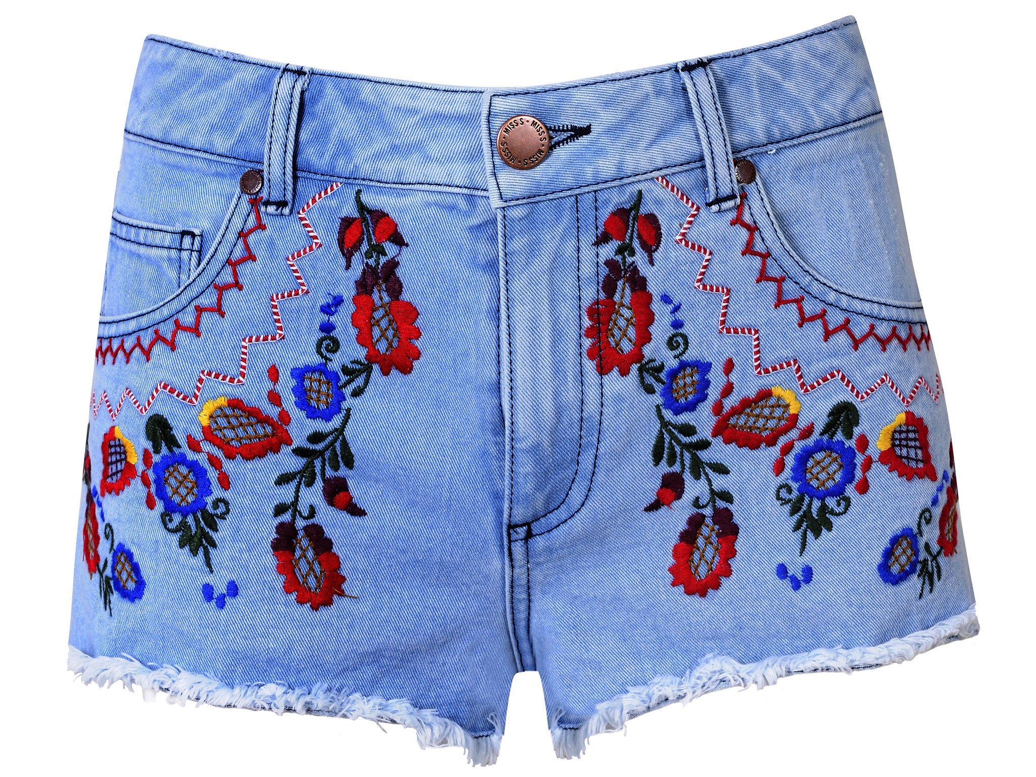 Embroidered shorts £35, <a>missselfridge.com</a>