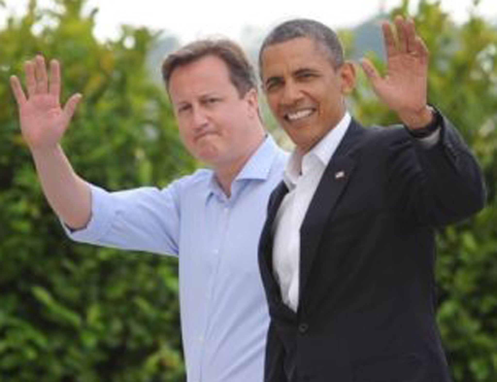 David Cameron (left) welcomes Barack Obama (right) to the G8 summit in Northern Ireland