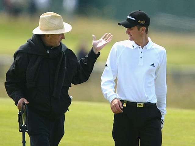 Ken and Justin Rose at Muirfield in 2002. His father was still coaching him a month before he died of leukaemia