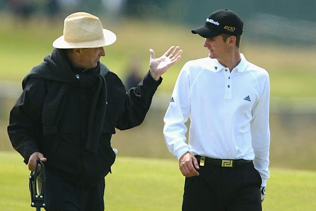 Ken and Justin Rose at Muirfield in 2002. His father was still coaching him a month before he died of leukaemia