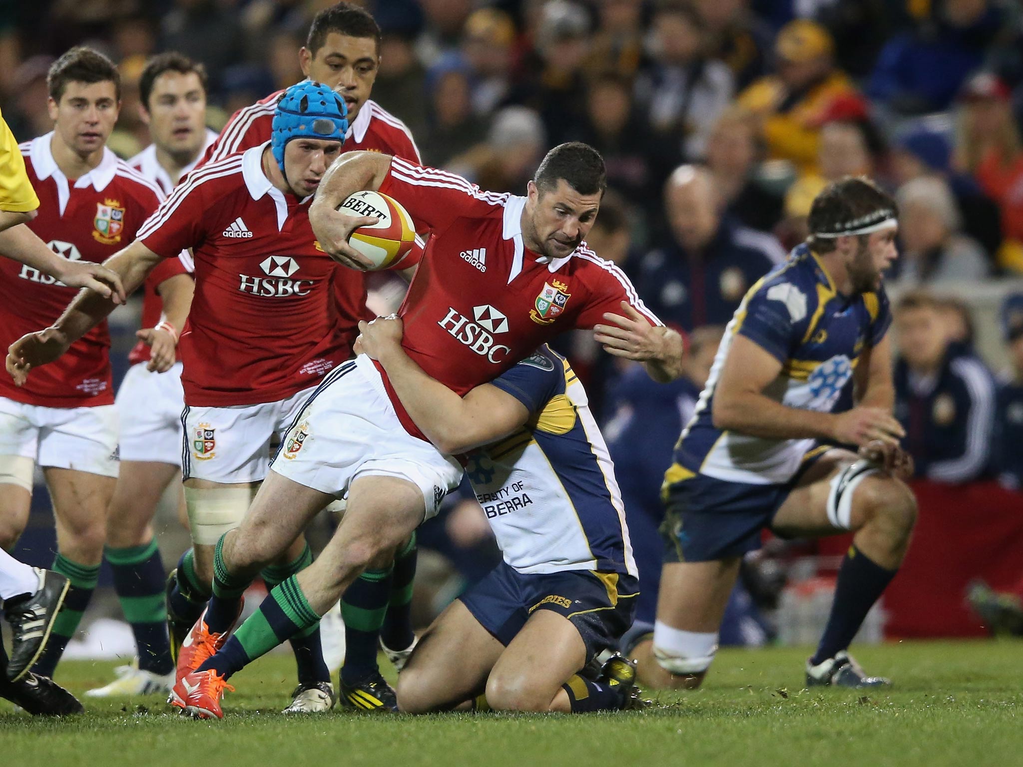 Rob Kearney of the Lions is tackled