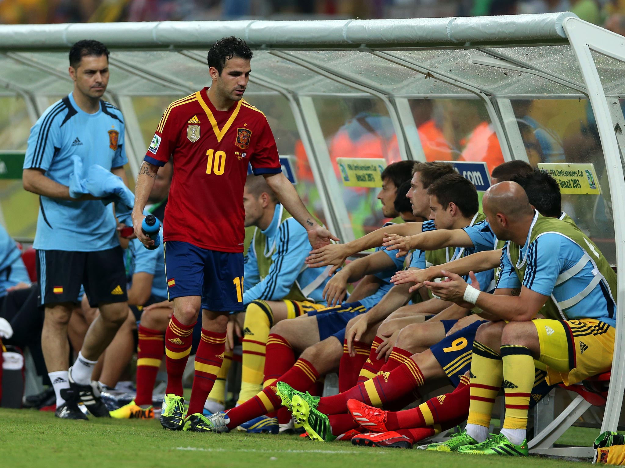 Cesc Fabregas with the Spain squad