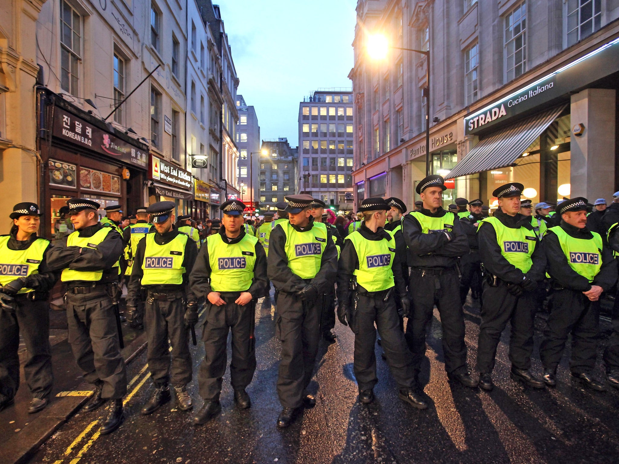 Police block off an area of Panton Street after protesters attempted to occupy a building during protests in November 2011
