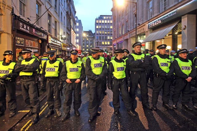Police block off an area of Panton Street after protesters attempted to occupy a building during protests in November 2011