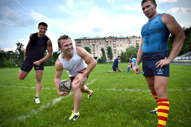 Fili rugby club training at their grounds in west Moscow