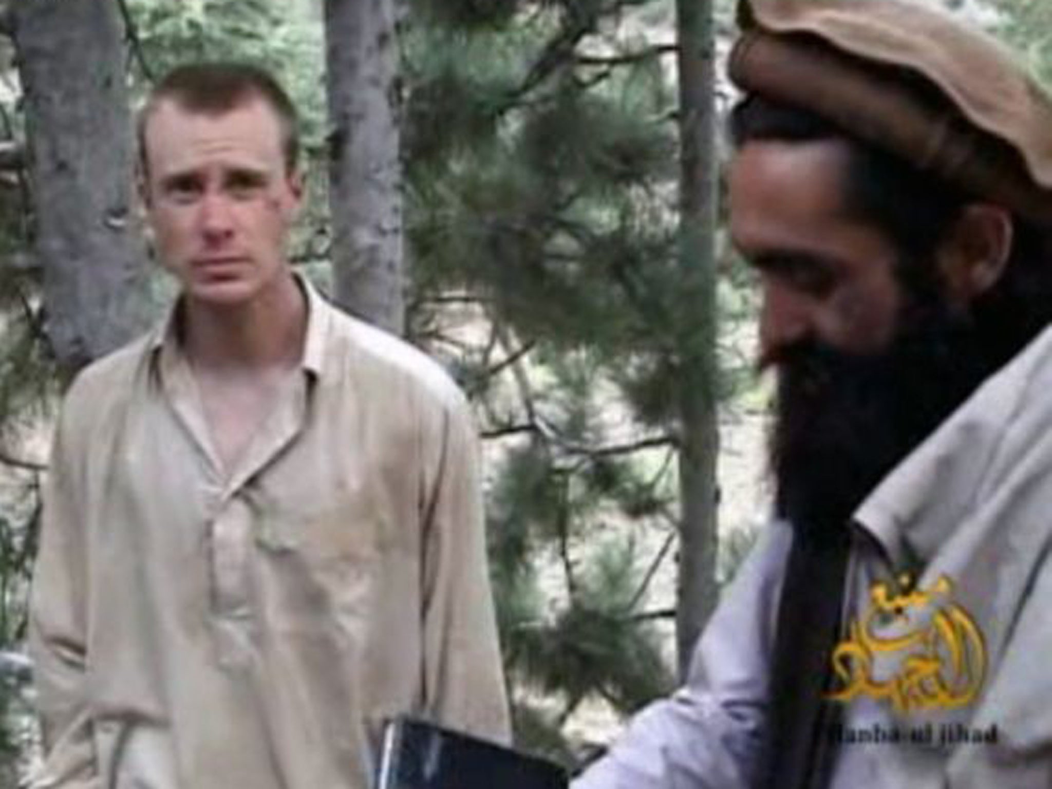 Sergeant Bowe Bergdahl, 27, from Hailey, Idaho (believed to be the man on the left), has been held captive since 2009 after going missing from his base in Afghanistan