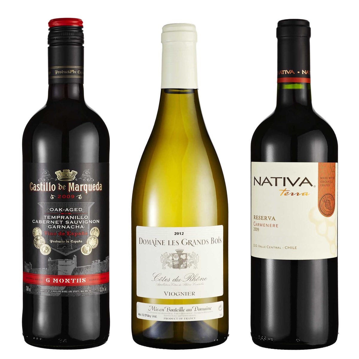 Wines of the week: Organic Castillo | Carmenère 2009 The Domaine Nativa The de Marqueda 2012; Independent Bois Grands | Independent Des 2009; Viognier