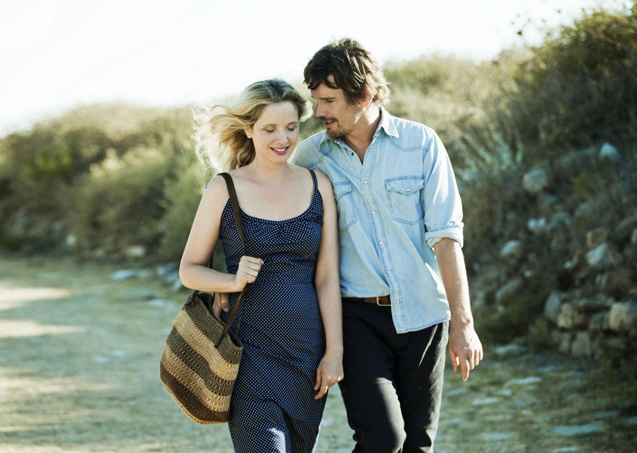 Walking and talking: Ethan Hawke and Julie Delpy star in Richard Linklater's drama 'Before Midnight'