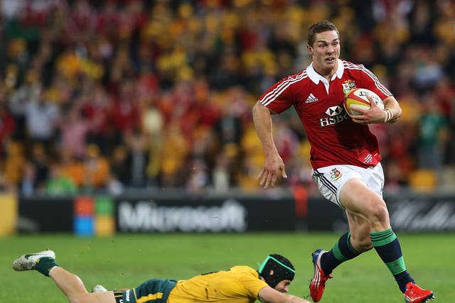 George North on his way to scoring a try against Australia