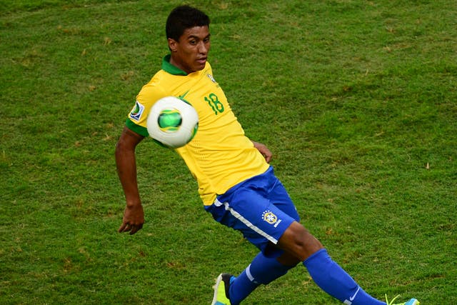 Brazilian midfielder in action for Brazil at the Confederations Cup