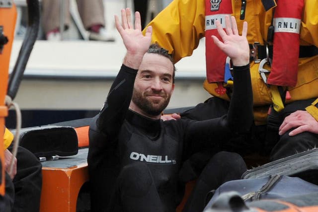 Trenton Oldfield after he was pulled from the River Thames when he temporarily halted the Boat Race last year