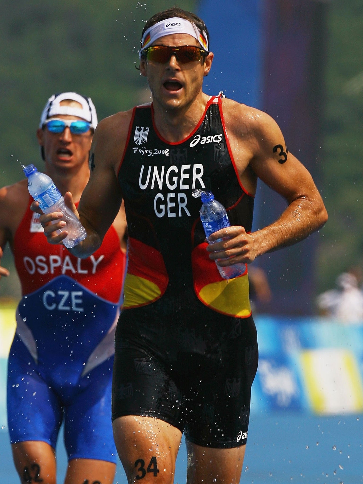 Daniel Unger of Germany competes in the running portion of the Men's Triathlon Final