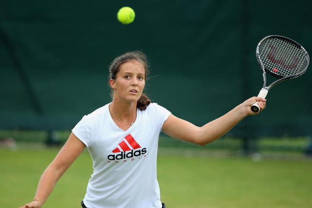 Laura Robson of Great Britain in a practice session during previews for Wimbledon Championships at Wimbledon