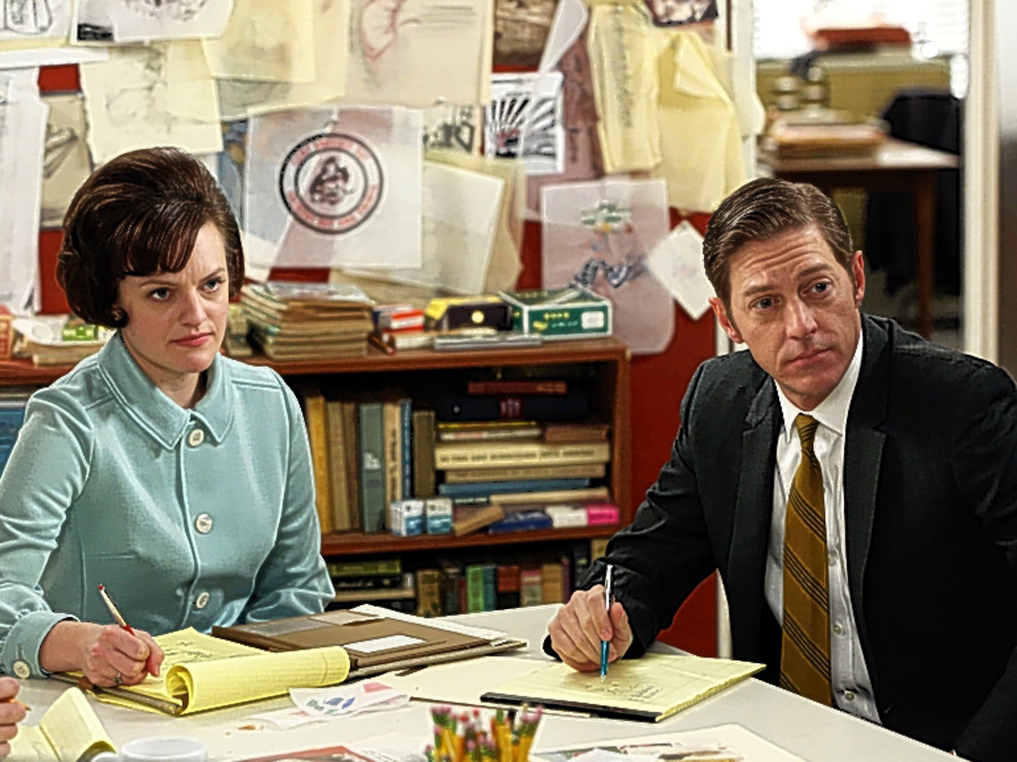 Vintage telly: Elisabeth Moss and Kevin Rahm in 'Mad Men'