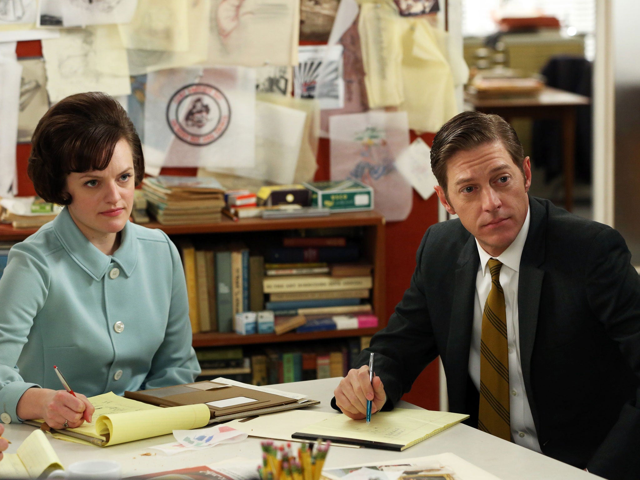 Vintage telly: Elisabeth Moss and Kevin Rahm in 'Mad Men'