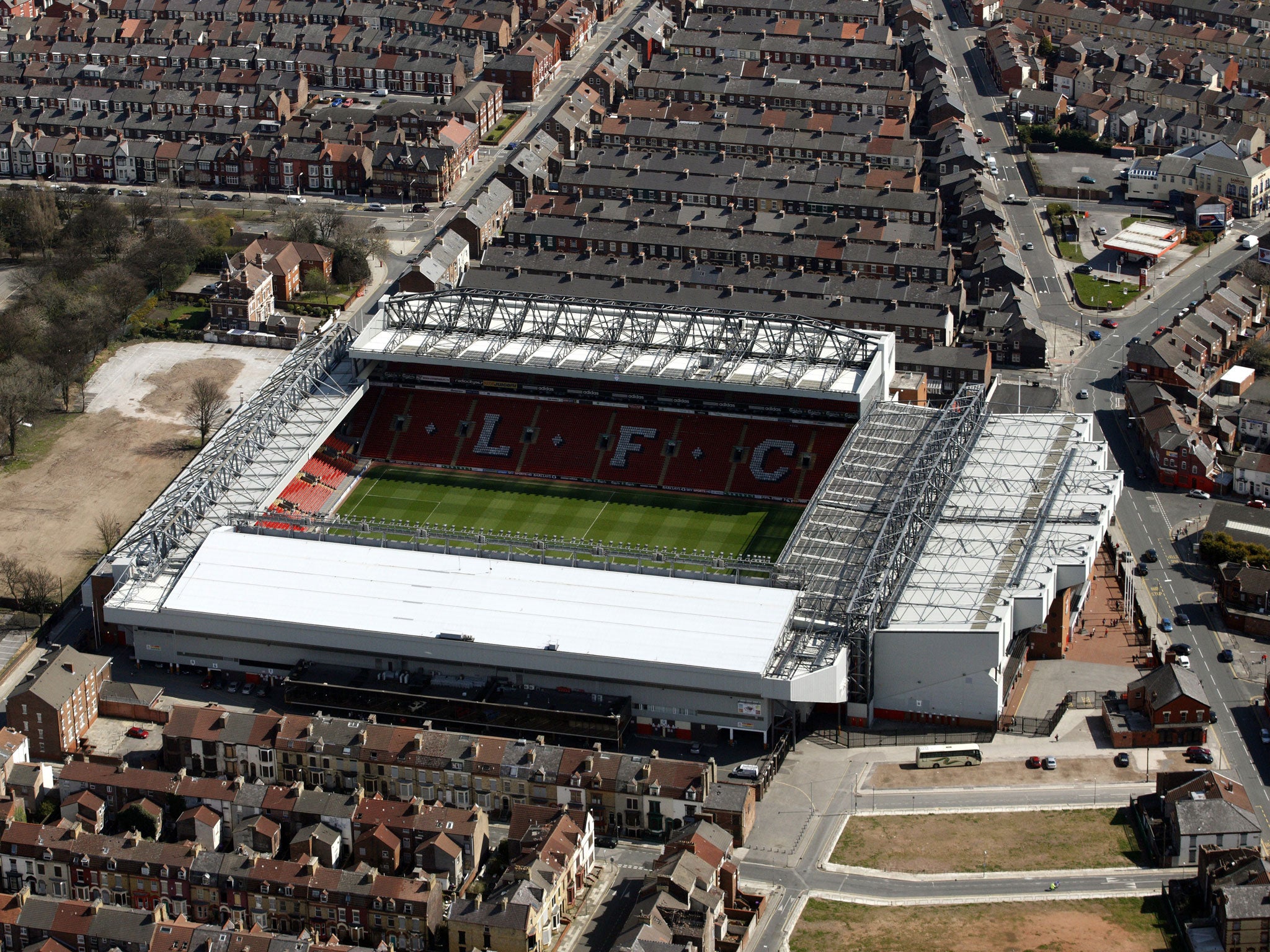 Liverpool's Anfield home is hemmed in by terraced streets
