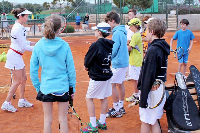 Smash hit: in training at the Annabel Croft Academy in Cyprus
