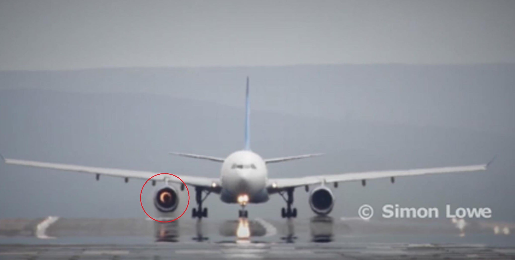 The engine can be seen exploding in the video
