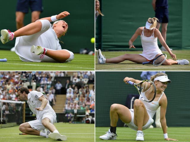 Maria Sharapova continually struggled to keep her footing and complained to an umpire that the court was ‘dangerous’ as she exited the tournament 