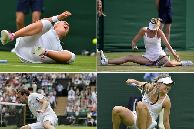 Maria Sharapova continually struggled to keep her footing and complained to an umpire that the court was ‘dangerous’ as she exited the tournament 
