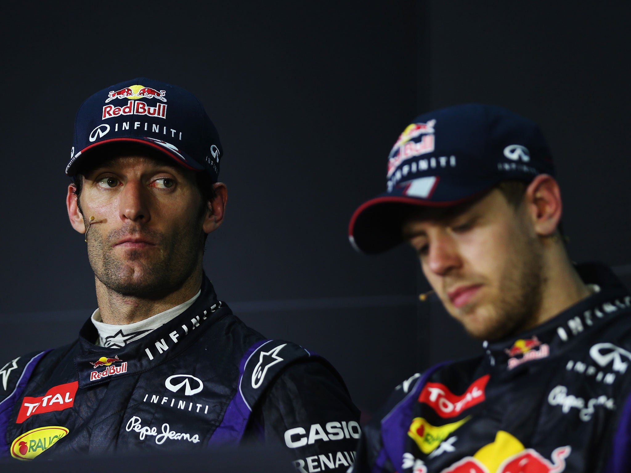 Sebastian Vettel (right) and Mark Webber have fallen out frequently as team-mates at Red Bull