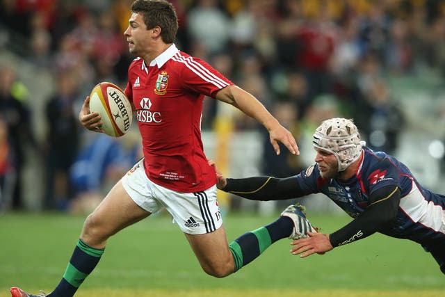 Ben Youngs of the Lions breaks with the ball to score a try during the International Tour Match between the Melbourne Rebels and the British & Irish Lions