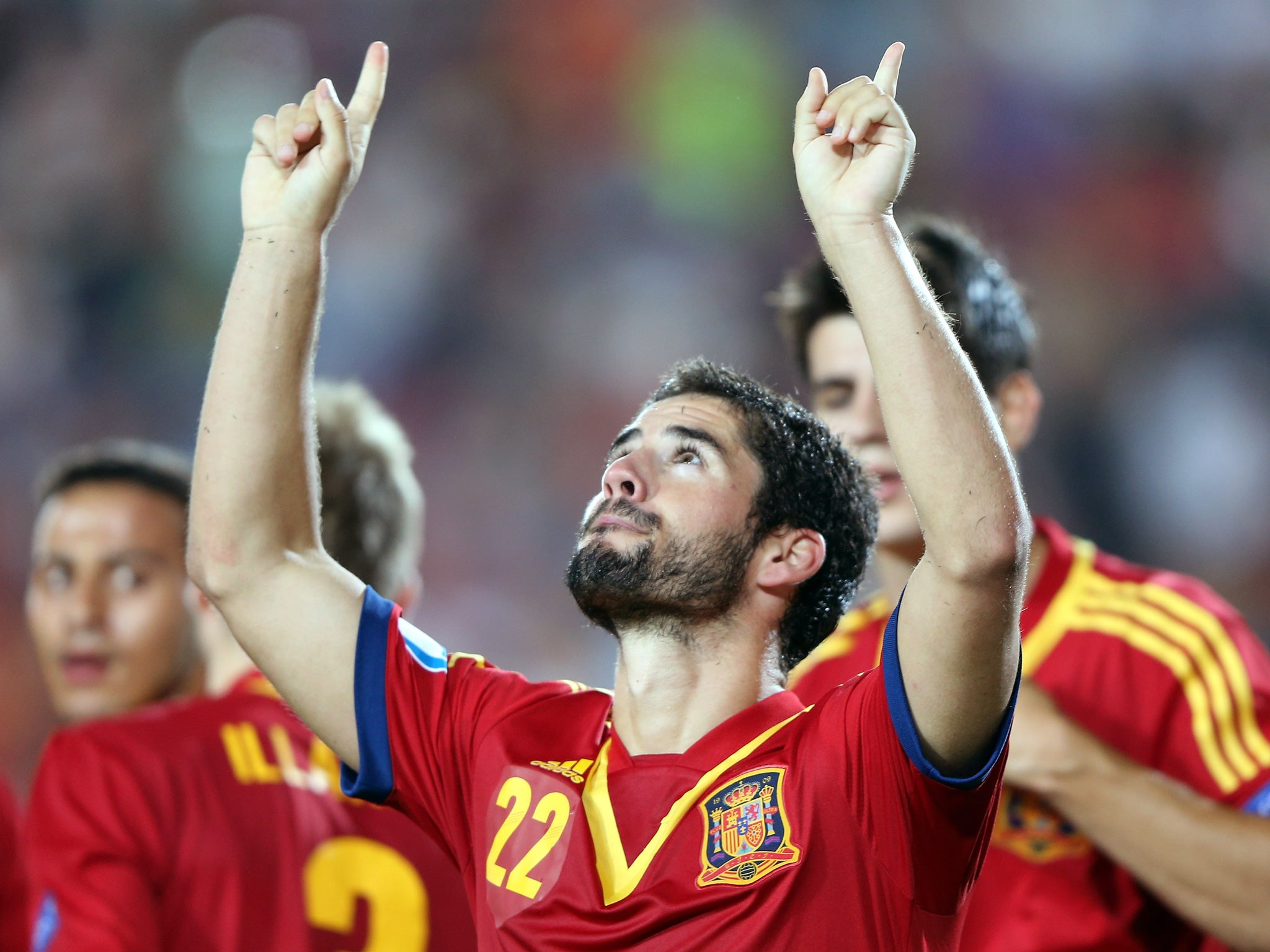 Isco of Spain celebrates scoring a penalty during the UEFA European U21 2013 Championships Final match between Spain and Italy
