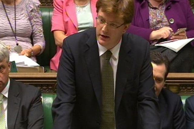 Danny Alexander announcing the new spending to the House of Commons