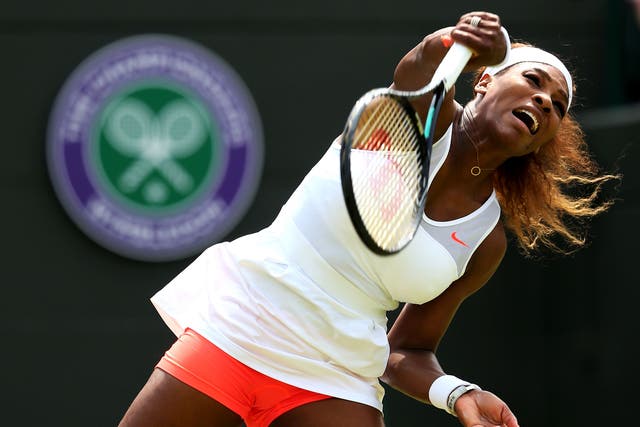 Serena Williams during her second round Wimbledon match with Caroline Garcia