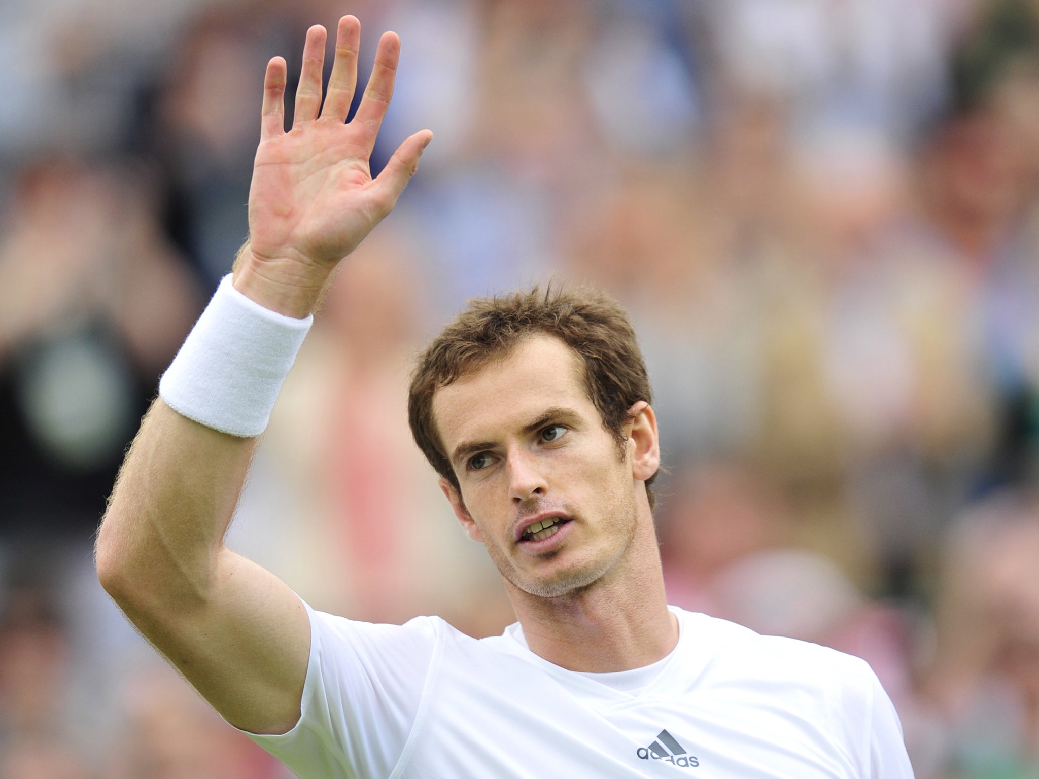 Andy Murray celebrates his second round victory over Yen-Hsun Lu