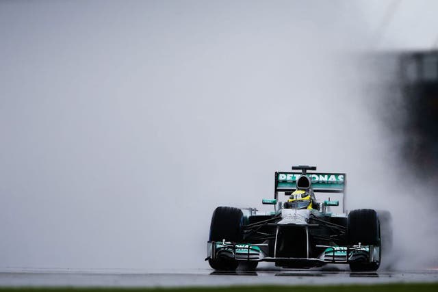 Nico Rosberg of Germany and Mercedes GP drives during practice for the British Formula One Grand Prix at Silverstone 