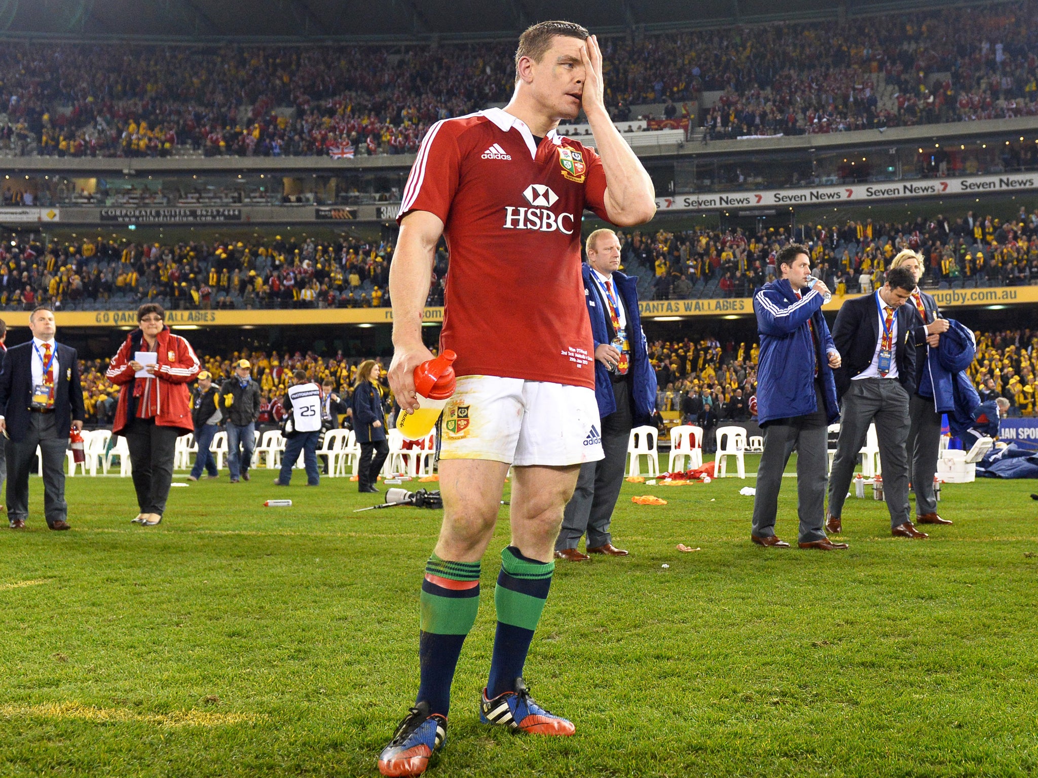 Brian O'Driscoll expresses his disappointment following the 16-15 defeat to Australia