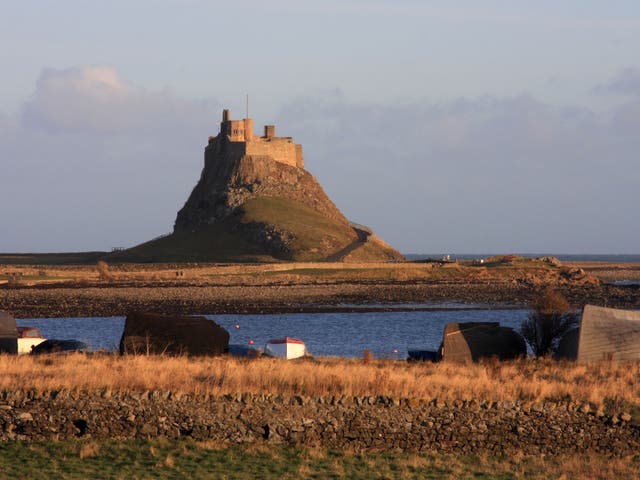 The national trust Holy island castle from Lindisfarne Priory