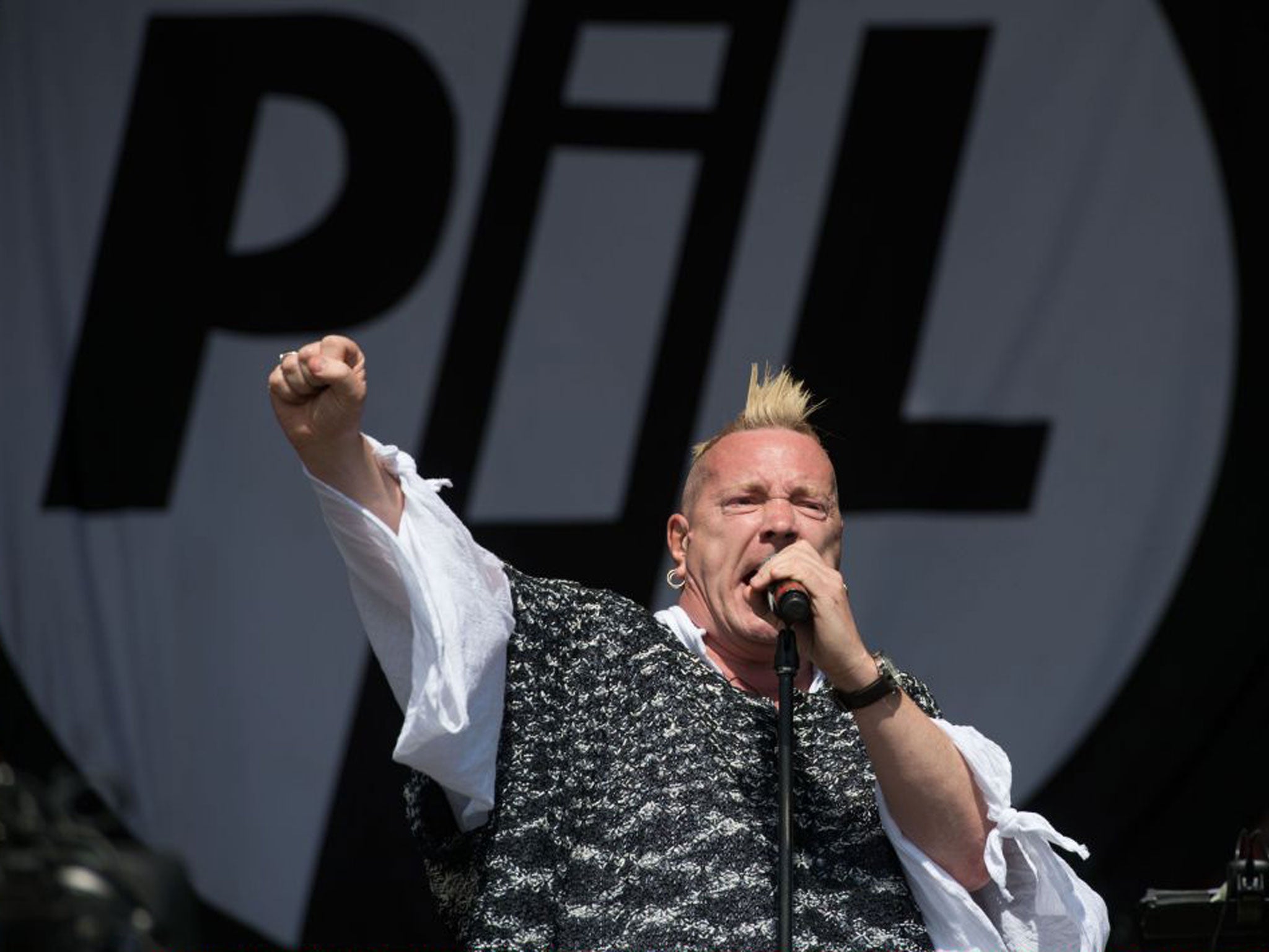 John Lydon performs on the Avalon Stage at the Glastonbury Festival