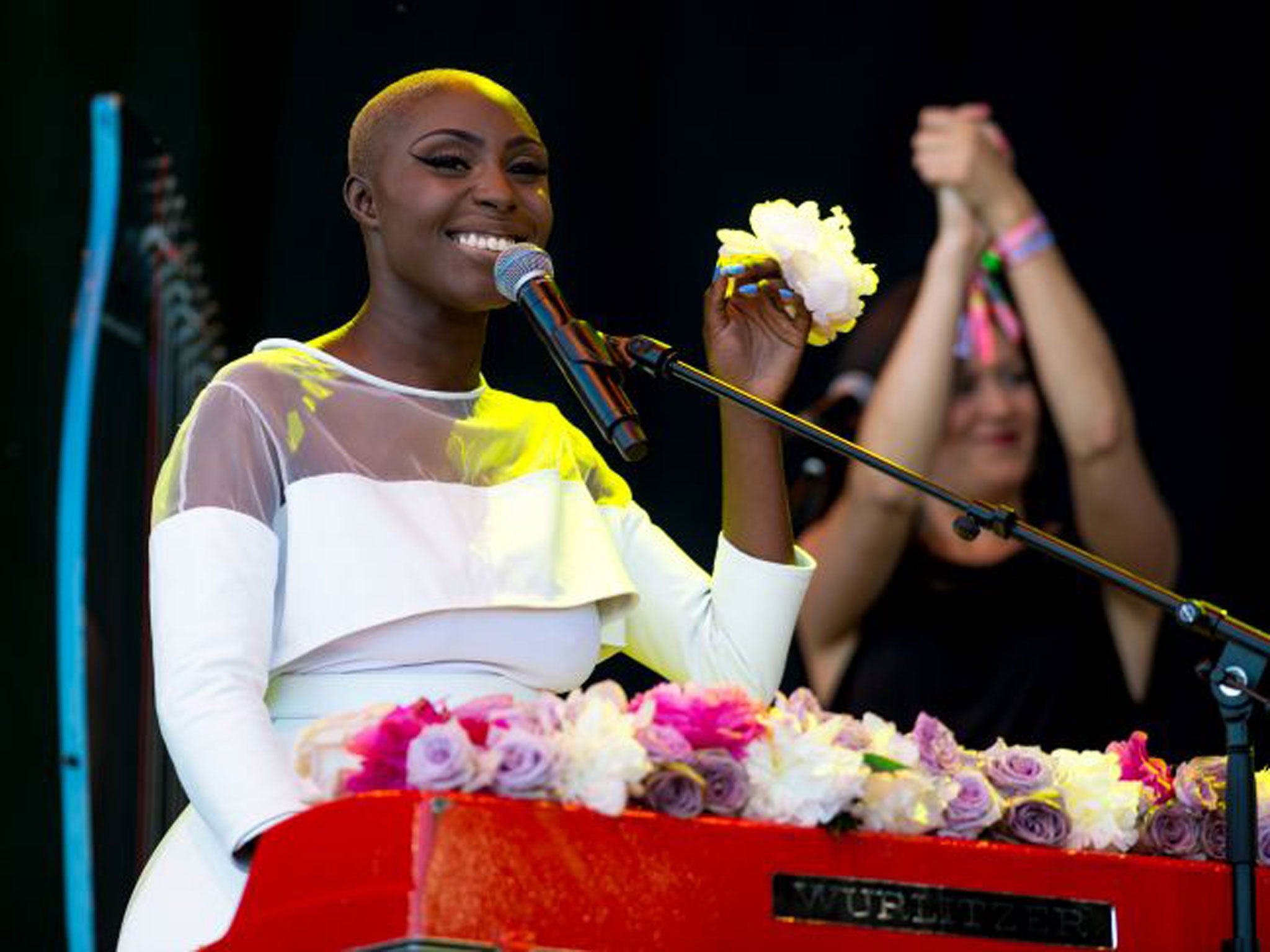 Laura Mvula performs on the Pyramid Stage during day 3 of the Glastonbury Festival