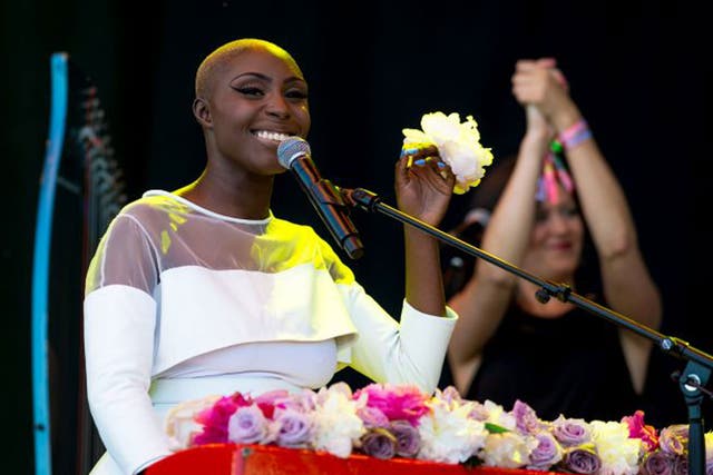 Laura Mvula performs on the Pyramid Stage during day 3 of the Glastonbury Festival 