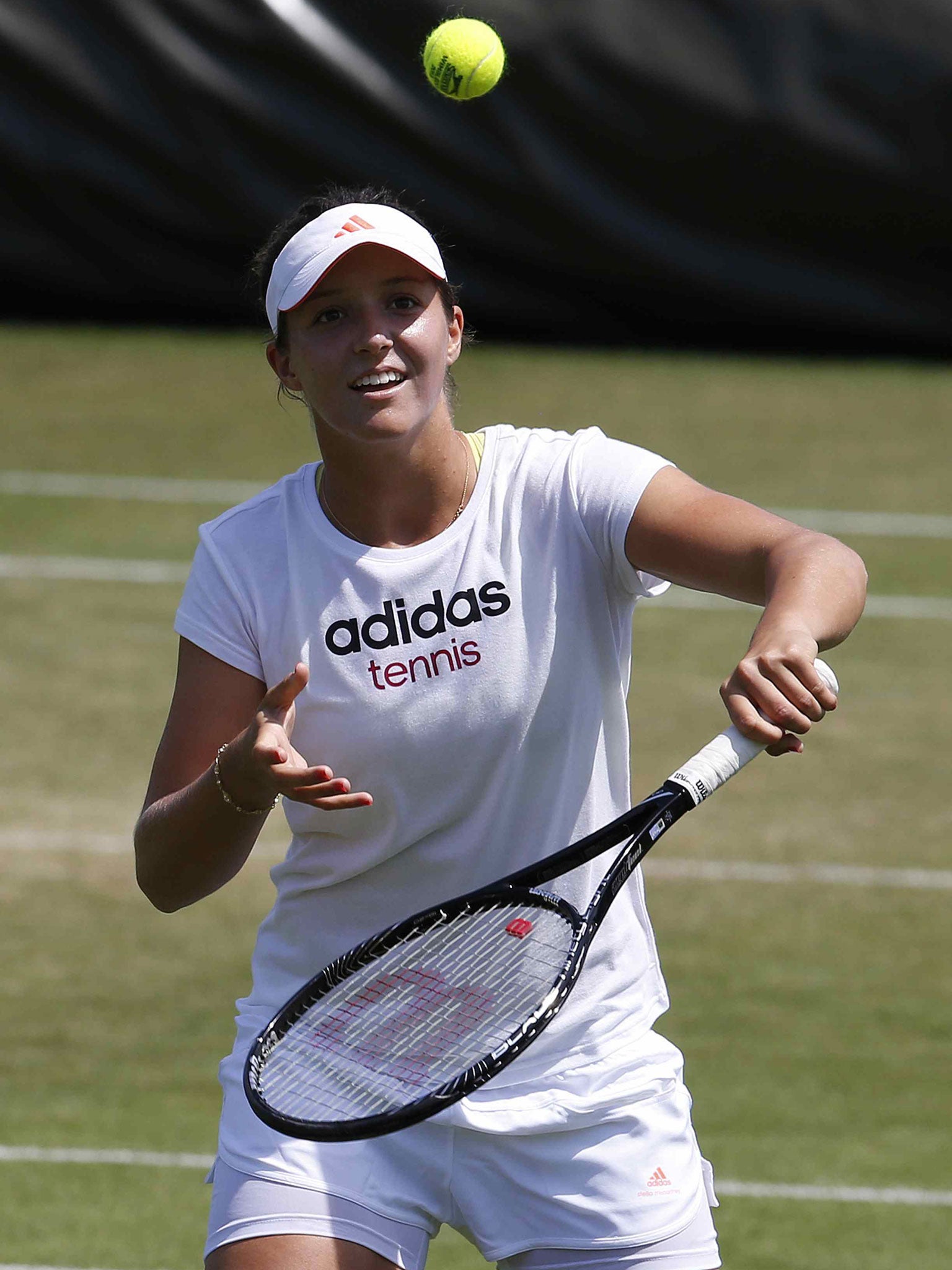 Laura Robson keeps her eye on the ball yesterday as she prepares to face Estonia’s Kaia Kanepi on Court One this afternoon