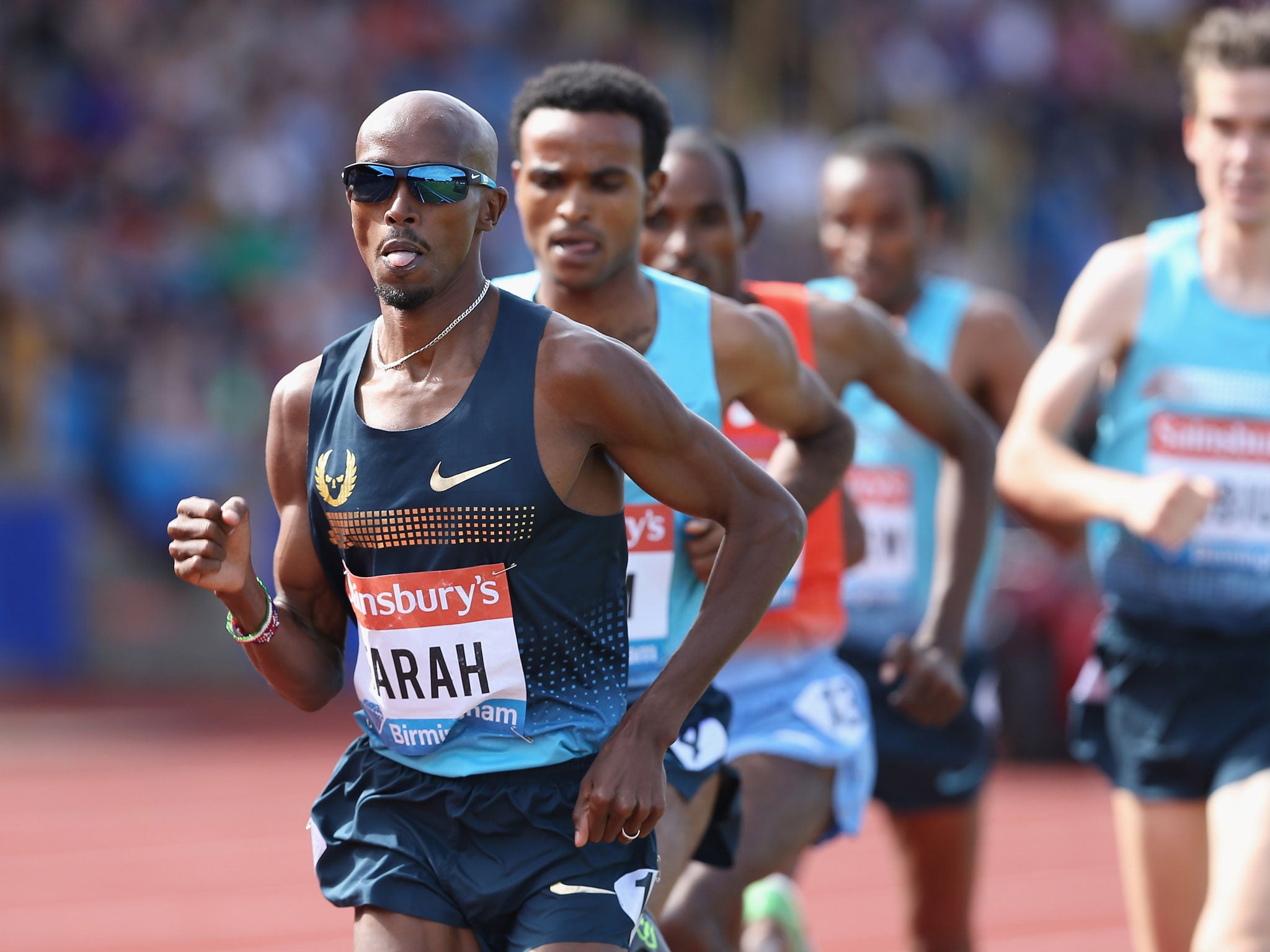 Mo Farah on his way to victory in the 5,000m