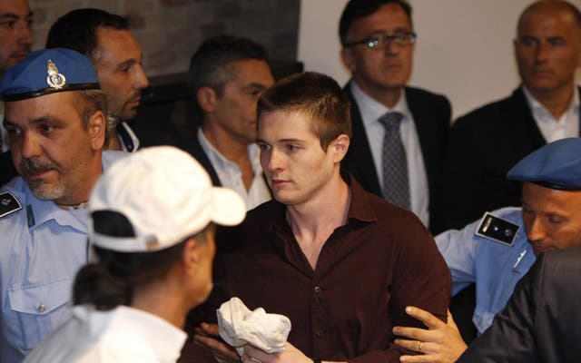 Raffaele Sollecito after being acquitted of Meredith's murder. The Italian Supreme Court have now ruled that he and Amanda Knox must face a re-trial 