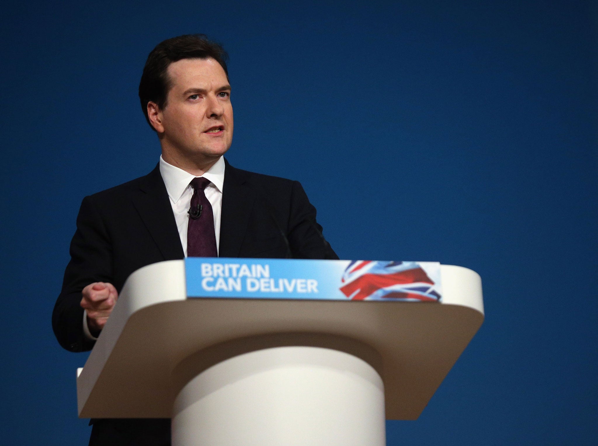 BIRMINGHAM, ENGLAND - OCTOBER 08: Chancellor of the Exchequer George Osborne delivers his speech to the Conservative party conference in the International Convention Centre on October 8, 2012 in Birmingham, England.
