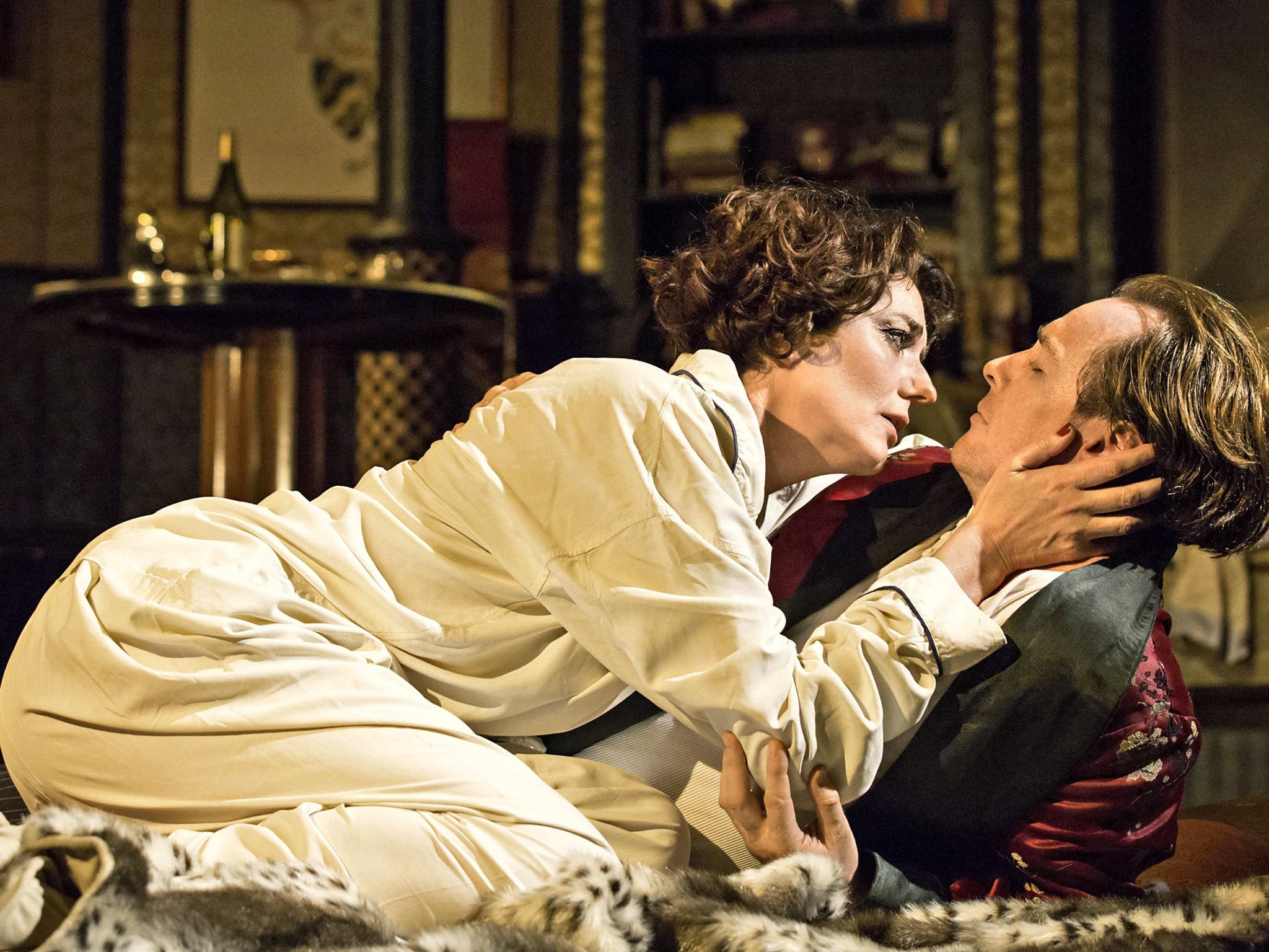 High spirits: Anna Chancellor and Toby Stephens in 'Private Lives' now running at the Gielgud Theatre