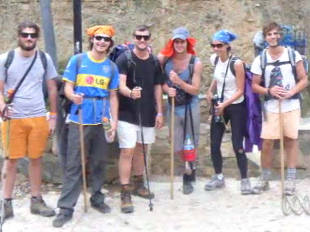 The six backpackers who have been accused of murder in Peru