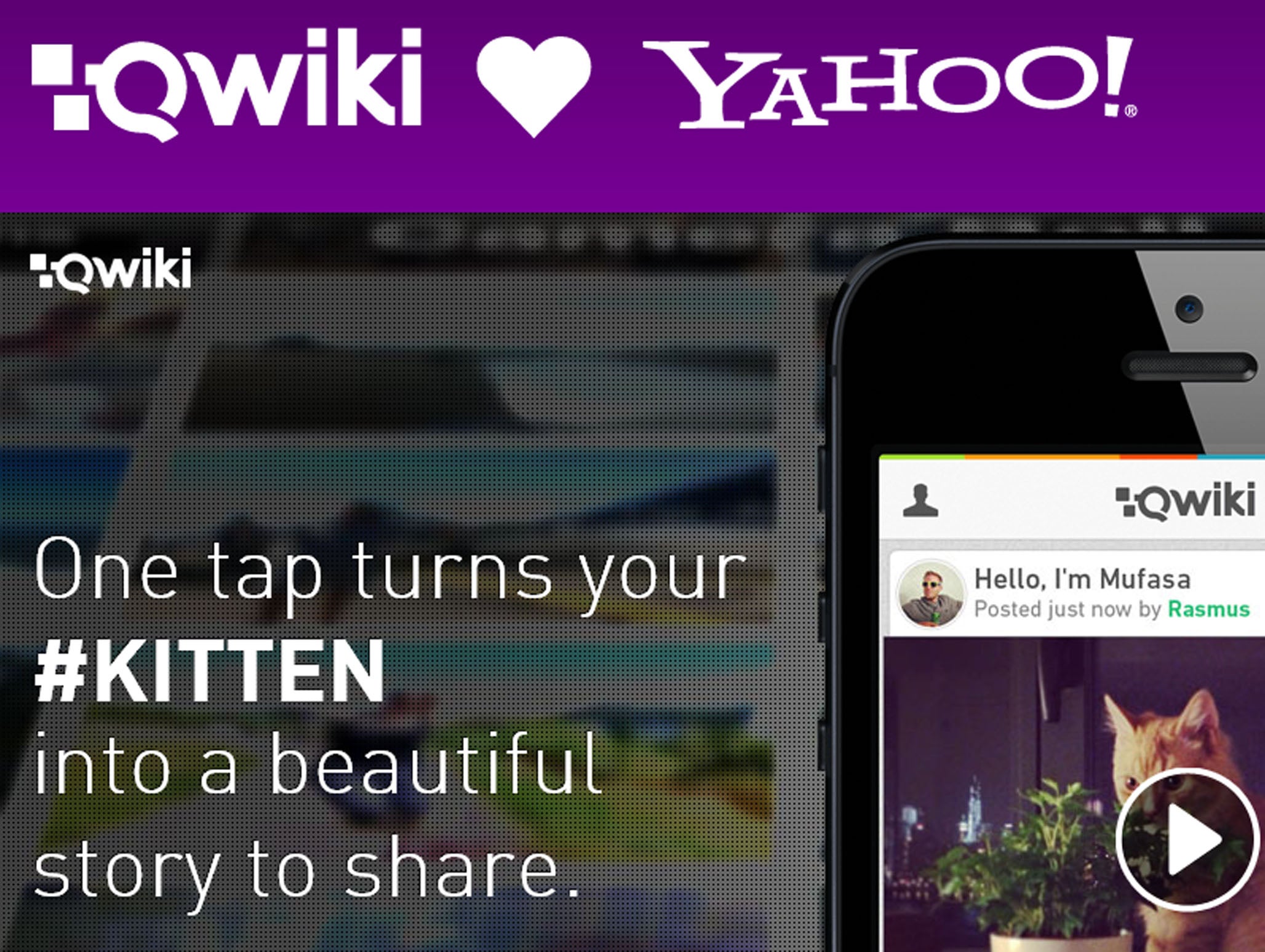 Qwiki is an app that complies video and audio from a user's phone to create video slideshows