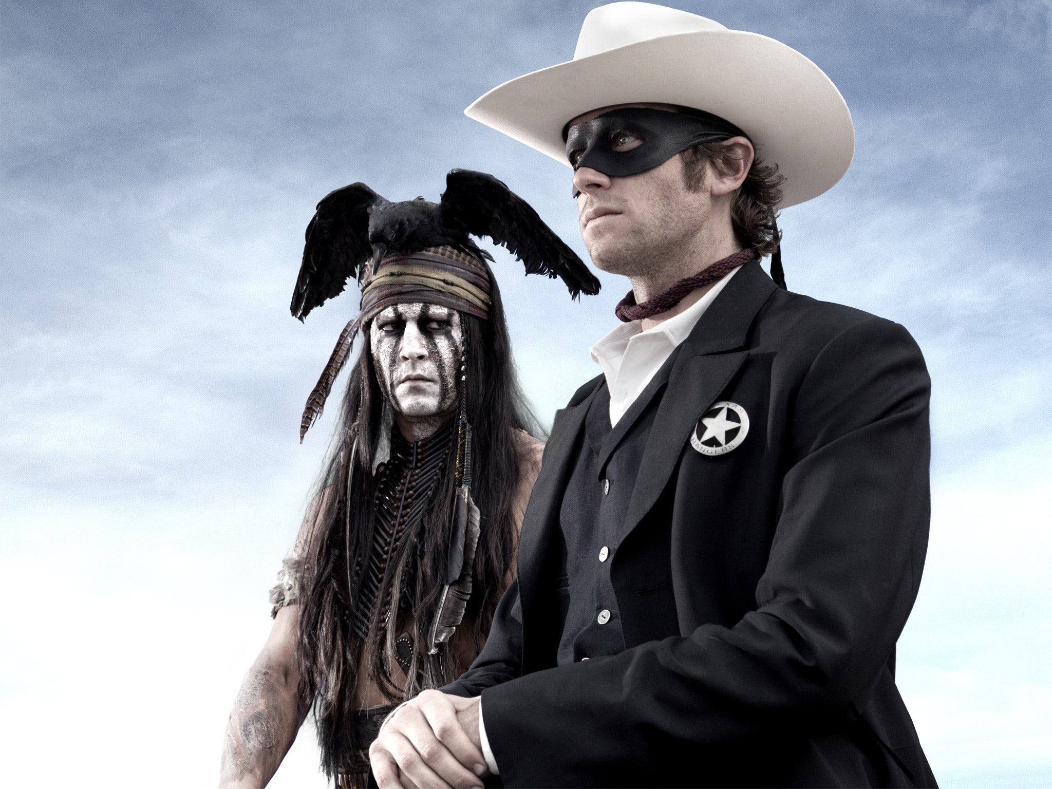 The masked Lone Ranger (Arnie Hammer) and Tonto (Johnny Depp) star in the latest and rather wearying reincarnation