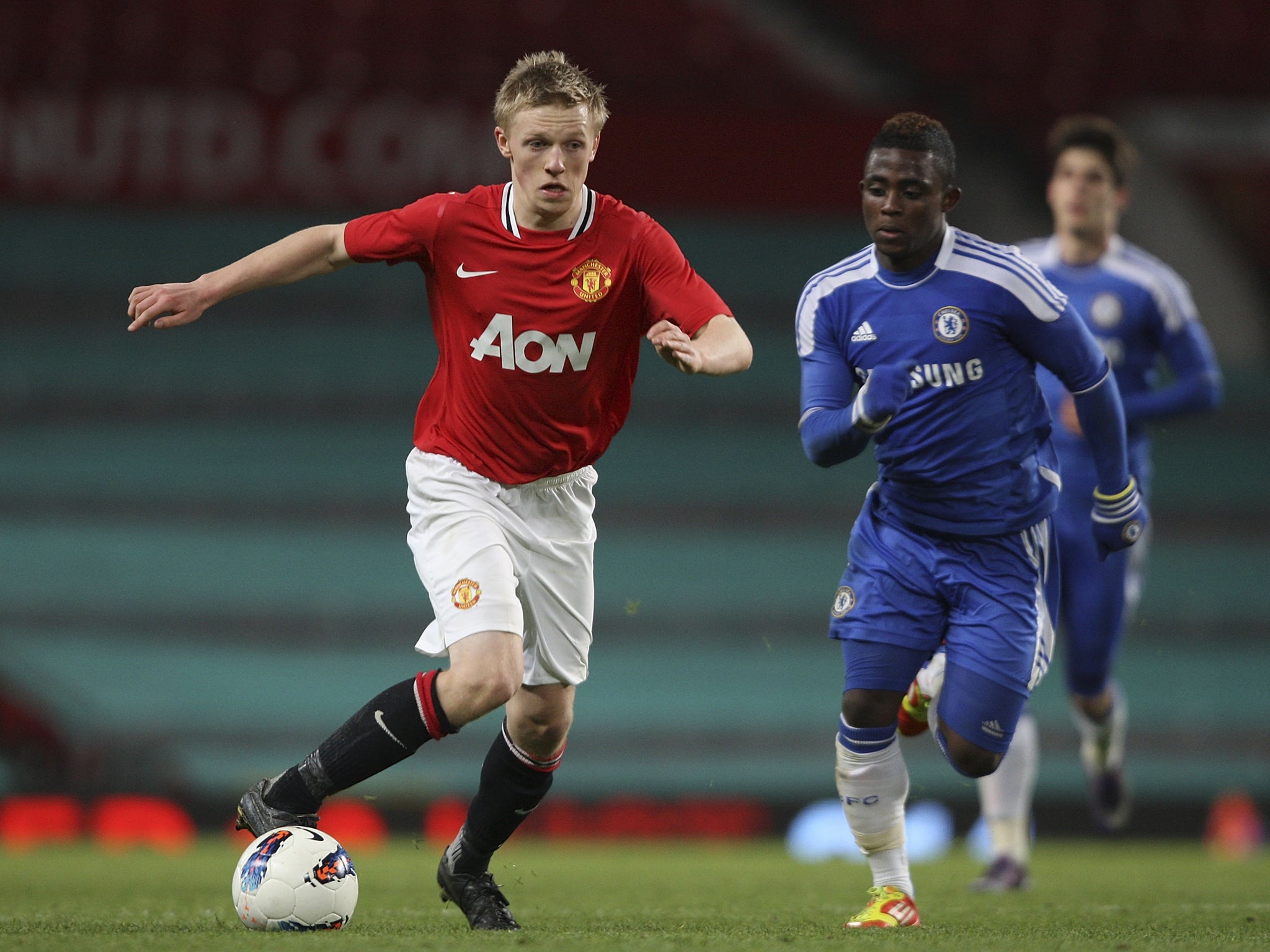 Mats Daehli in action for the Manchester United academy
